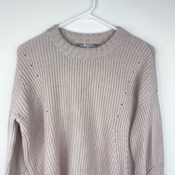 Athleta Wool Cashmere Cream Knit Sweater Crew Neck Neutral Cozy Cropped Small - Picture 2 of 11